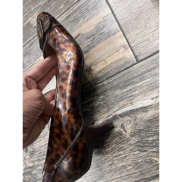 Cole Haan Womens Leopard Patent Leather Square Toe Heel - Size 8B Flaws - Picture 4 of 9